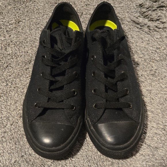 Converse Kids Black Sneakers with Neon Accents - Picture 1 of 6